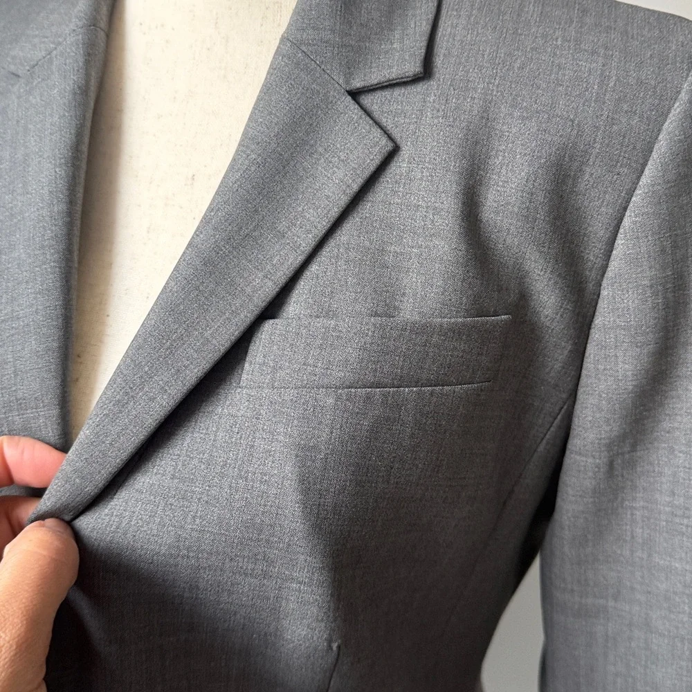 J. Crew Women's Gray Suit Jacket Single Breasted Blazer 8 Tollegno 1900 Wool